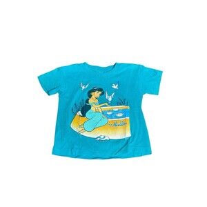 Rare HTF Vtg Disney Aladdin Princess Jasmine Teal Tshirt Sz 2/3t SEE DESCRIPTION
